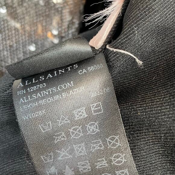 All Saints AllSaints Leigh Silver Sequin Tuxedo Blazer Jacket womens 6 - Picture 17 of 17